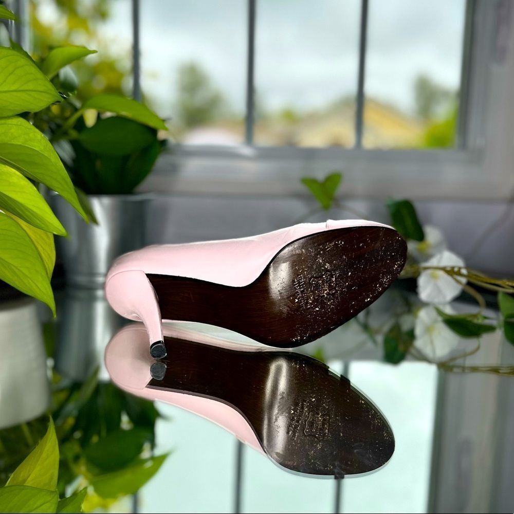 Stuart Weitzman Pink Soft Leather Pumps Heels With Bow Wooden Sole Size: - Picture 7 of 15